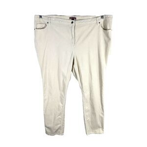 Jessica London Plus Size 28 Corduroy Pants Cream‎ White Straight High Rise 1425